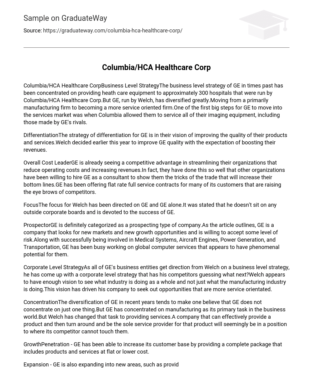 Columbia/HCA Healthcare Corp