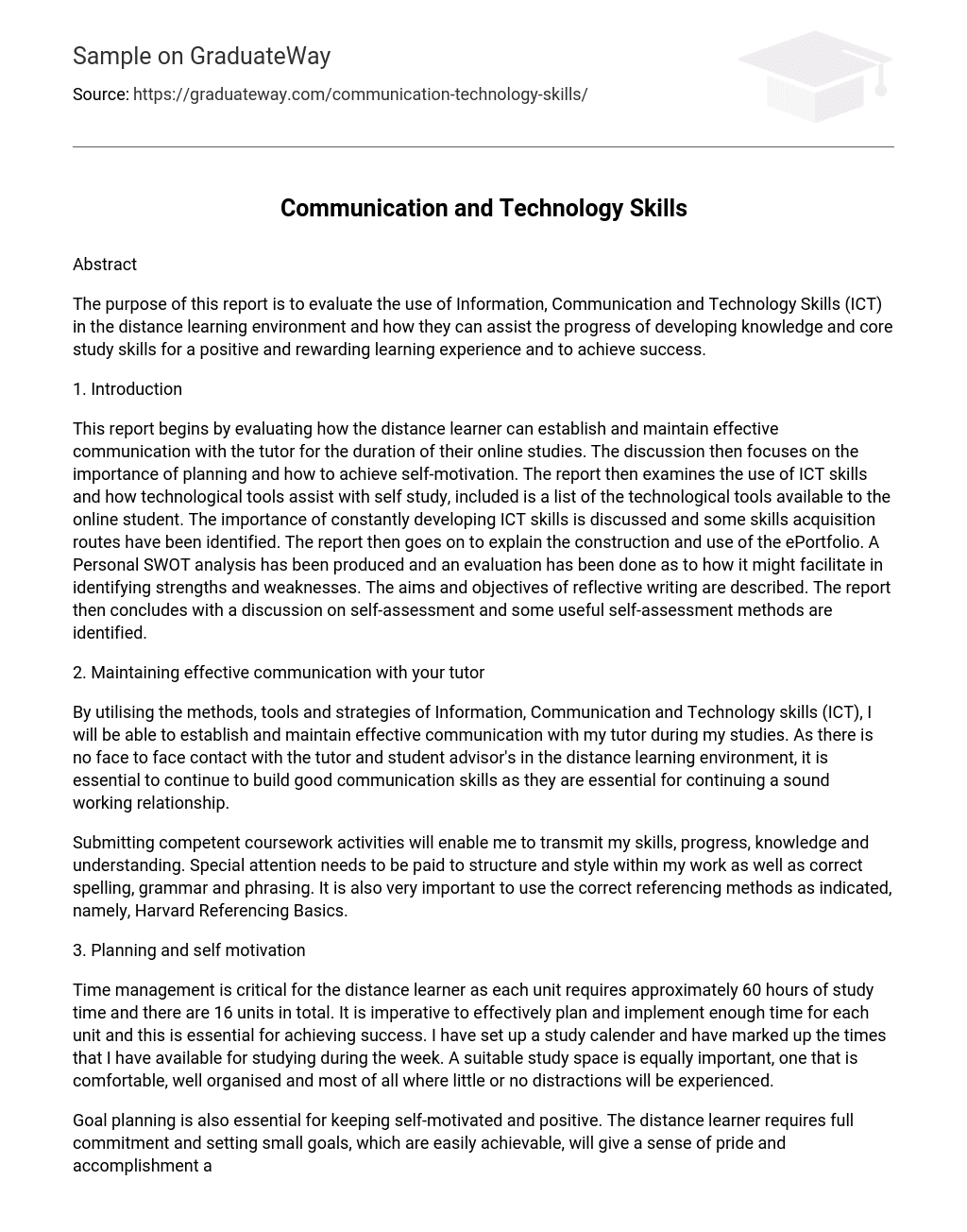 Communication and Technology Skills