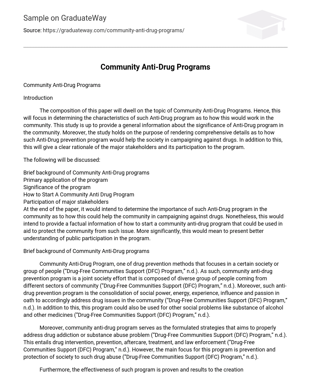 Community Anti-Drug Programs