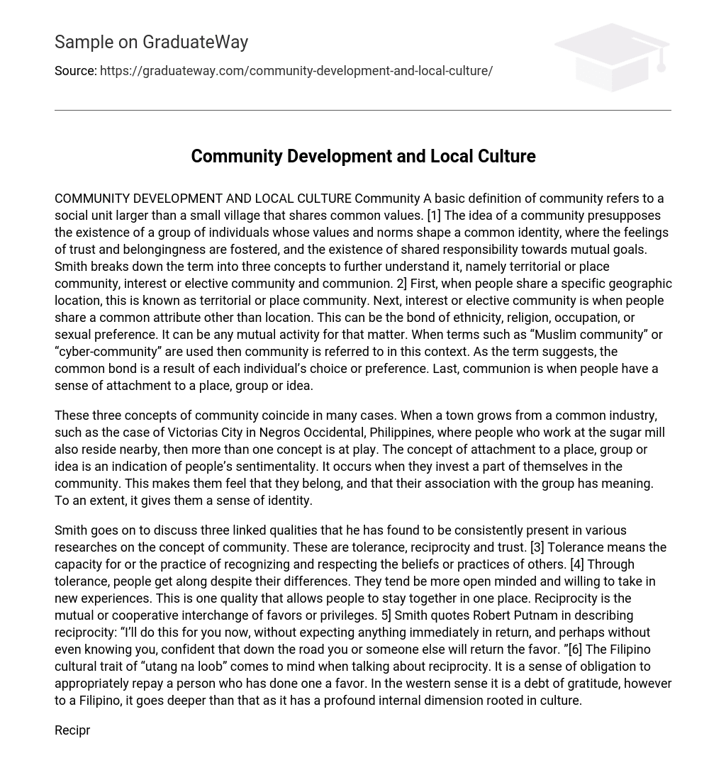 essay about i understand the culture of my community