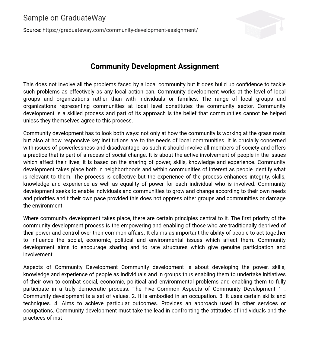 Community Development Assignment