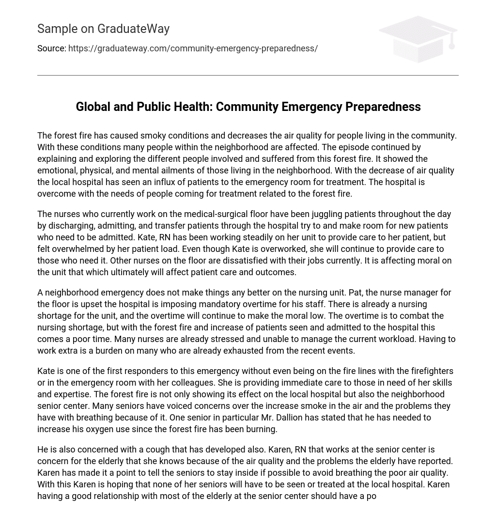 Global and Public Health: Community Emergency Preparedness