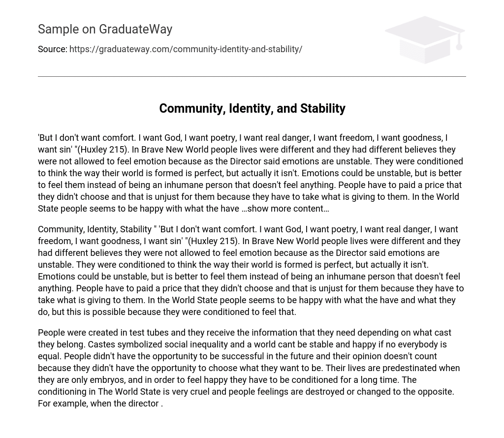 Community, Identity, and Stability