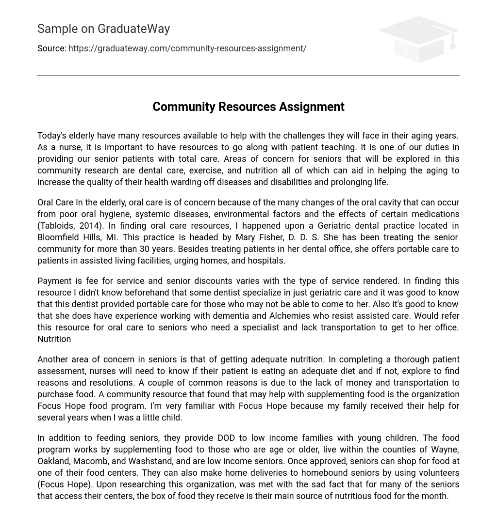 Community Resources Assignment