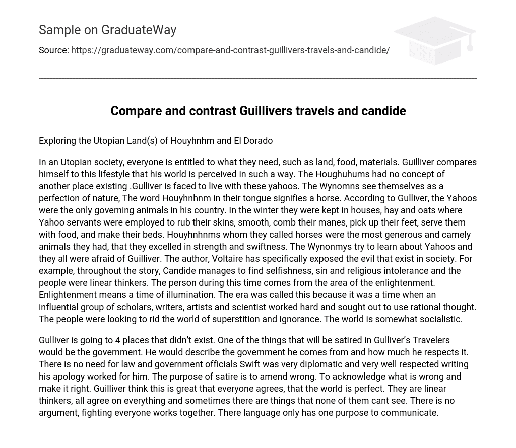 Compare and contrast Guillivers travels and candide