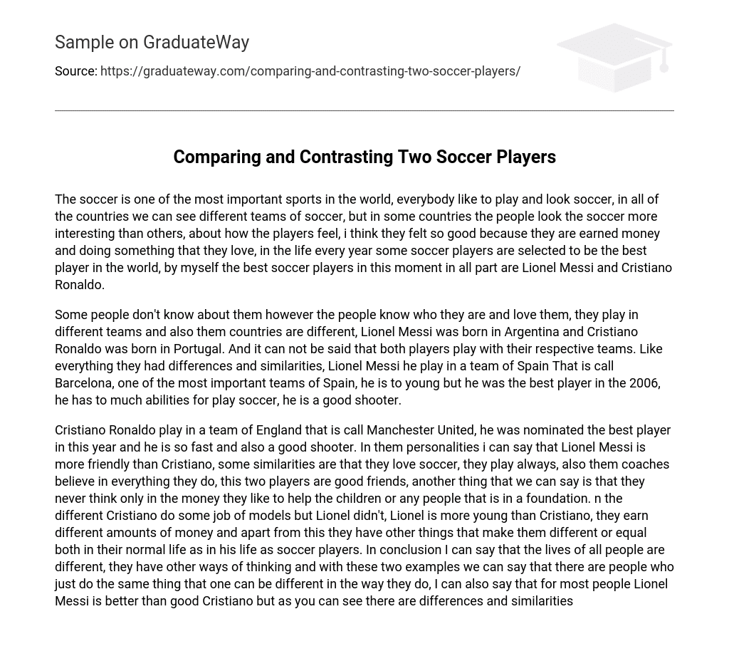 Comparing and Contrasting Two Soccer Players