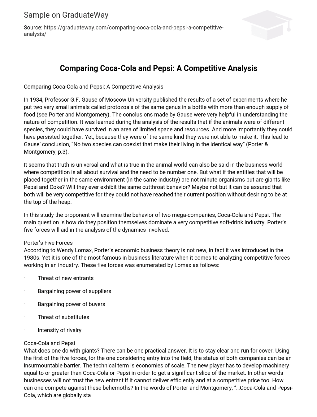 Comparing Coca-Cola and Pepsi: A Competitive Analysis