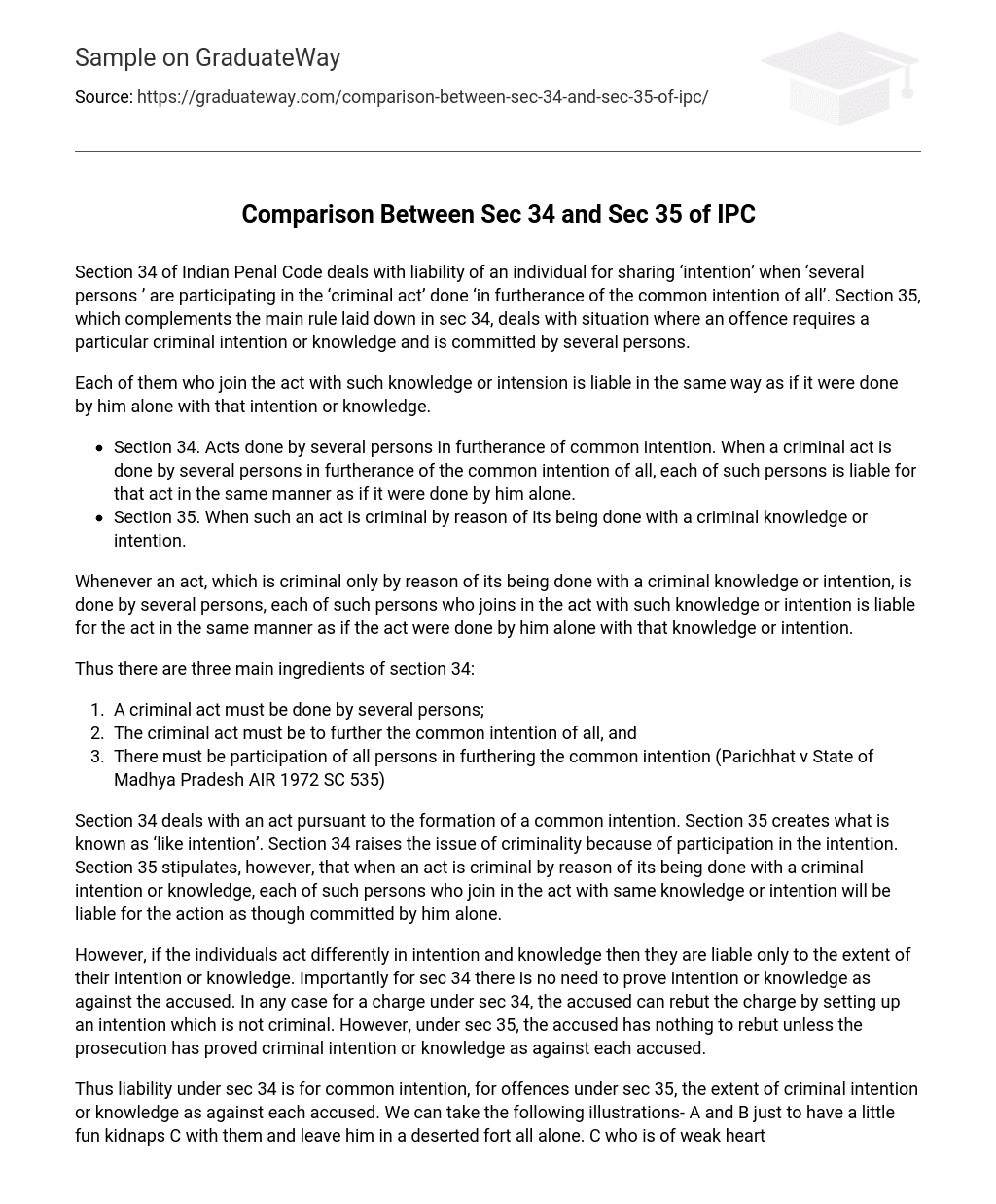 Comparison Between Sec 34 and Sec 35 of IPC