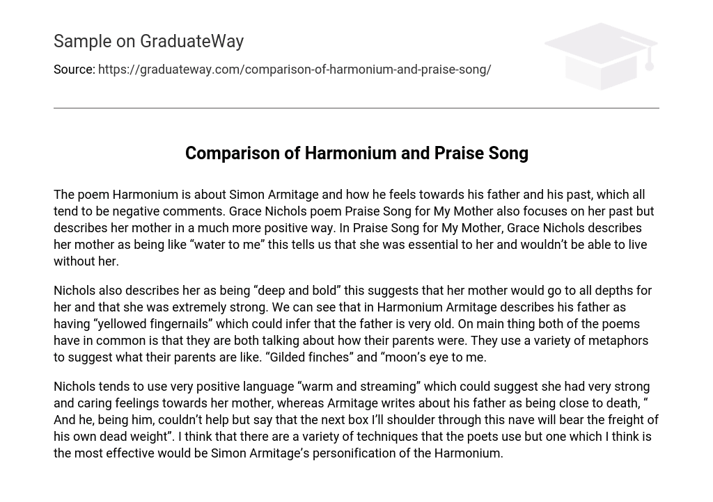Comparison of Harmonium and Praise Song