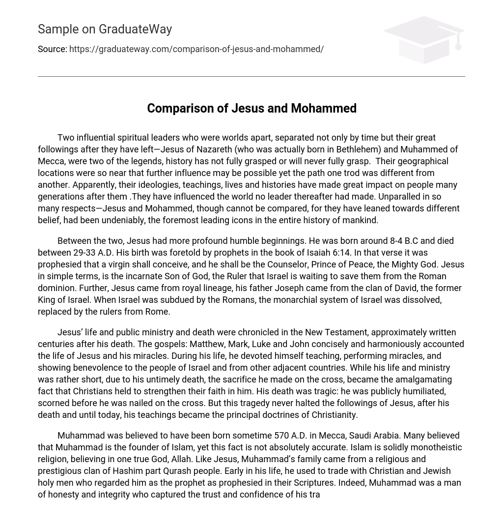 Comparison of Jesus and Mohammed