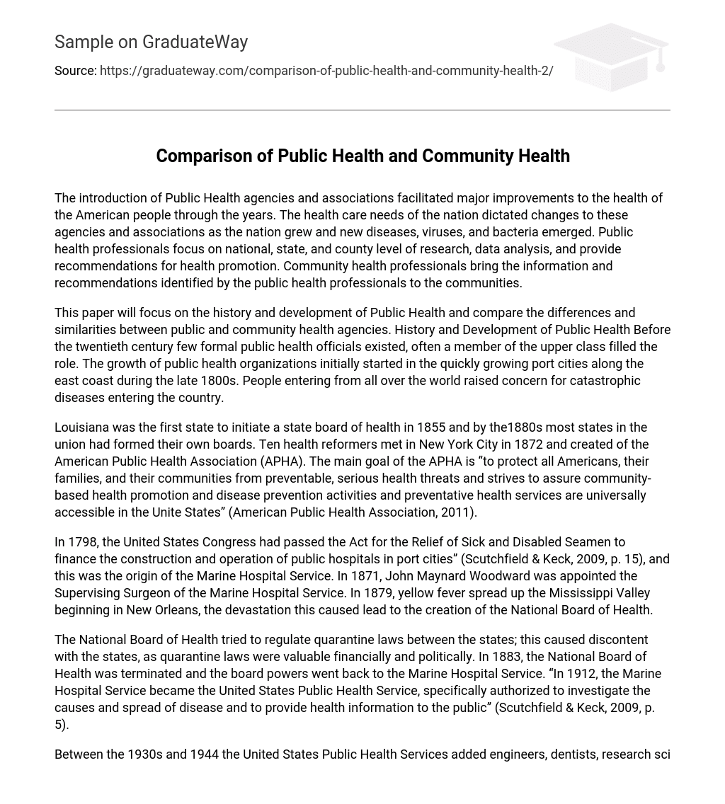 Comparison of Public Health and Community Health