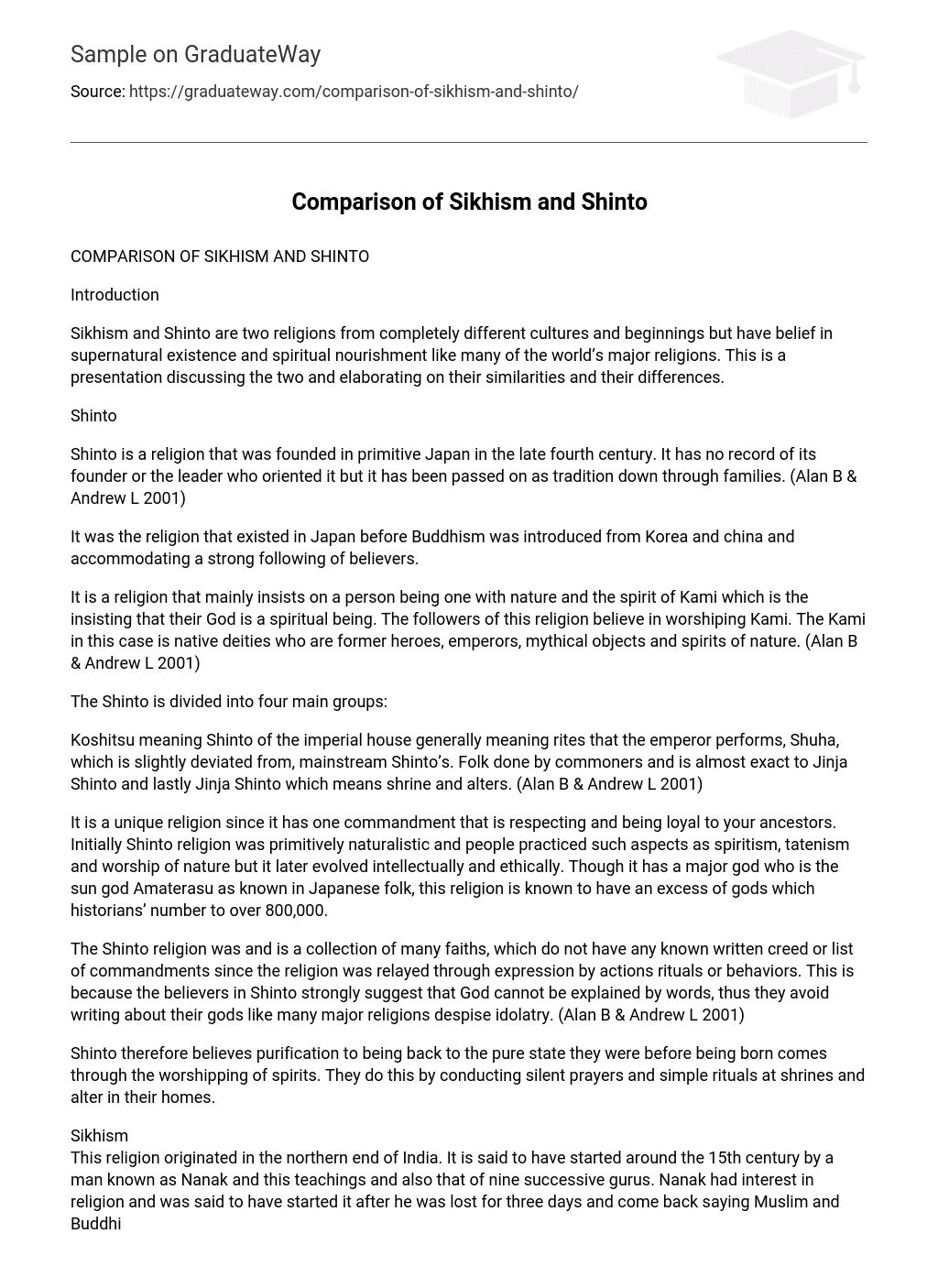 Comparison of Sikhism and Shinto