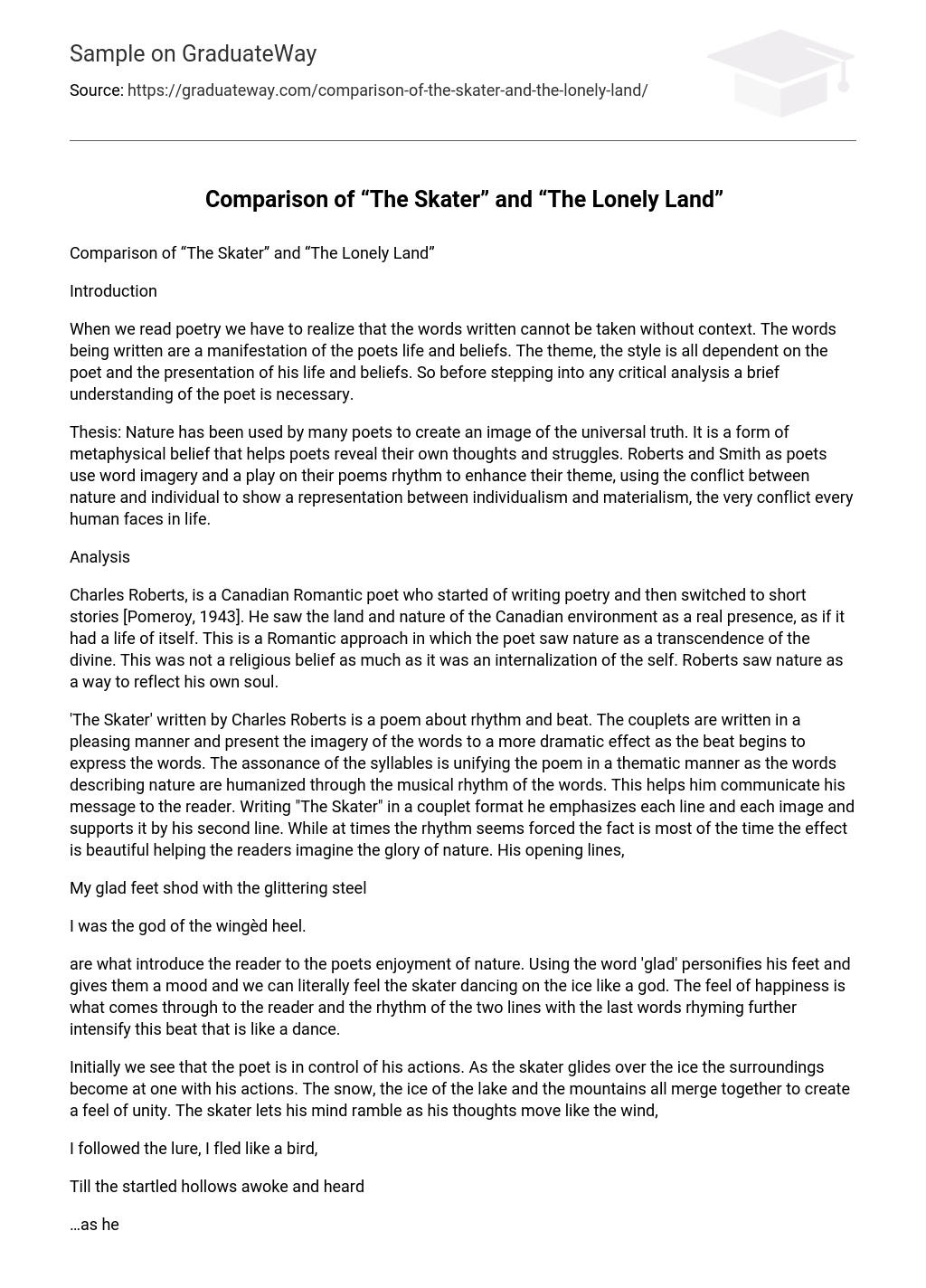 Comparison of “The Skater” and “The Lonely Land”