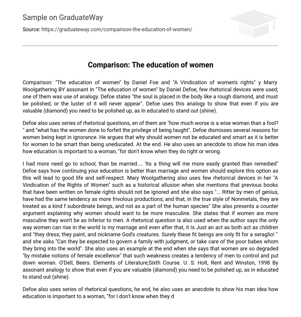 Comparison: The education of women