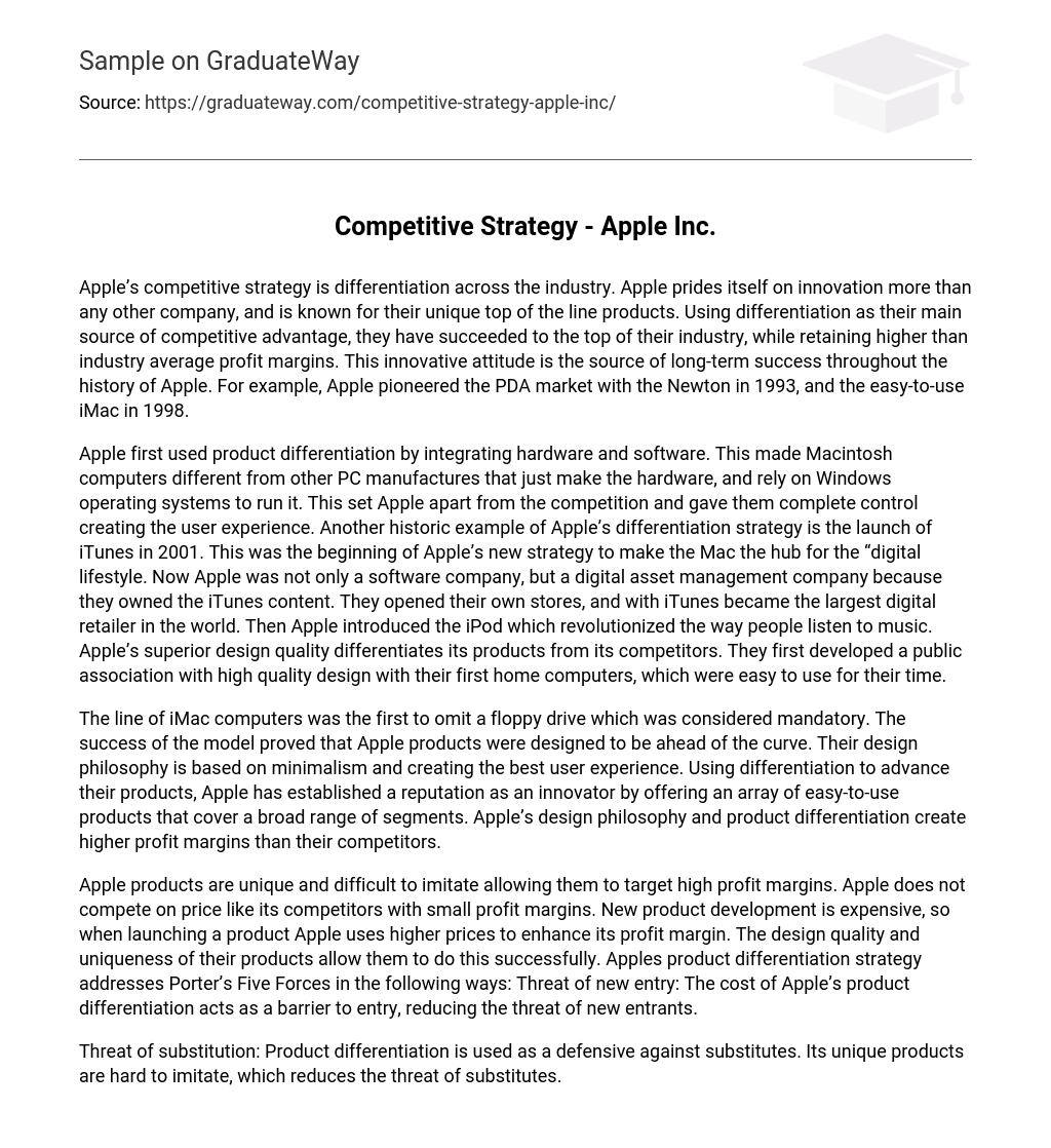 Competitive Strategy – Apple Inc. Analysis