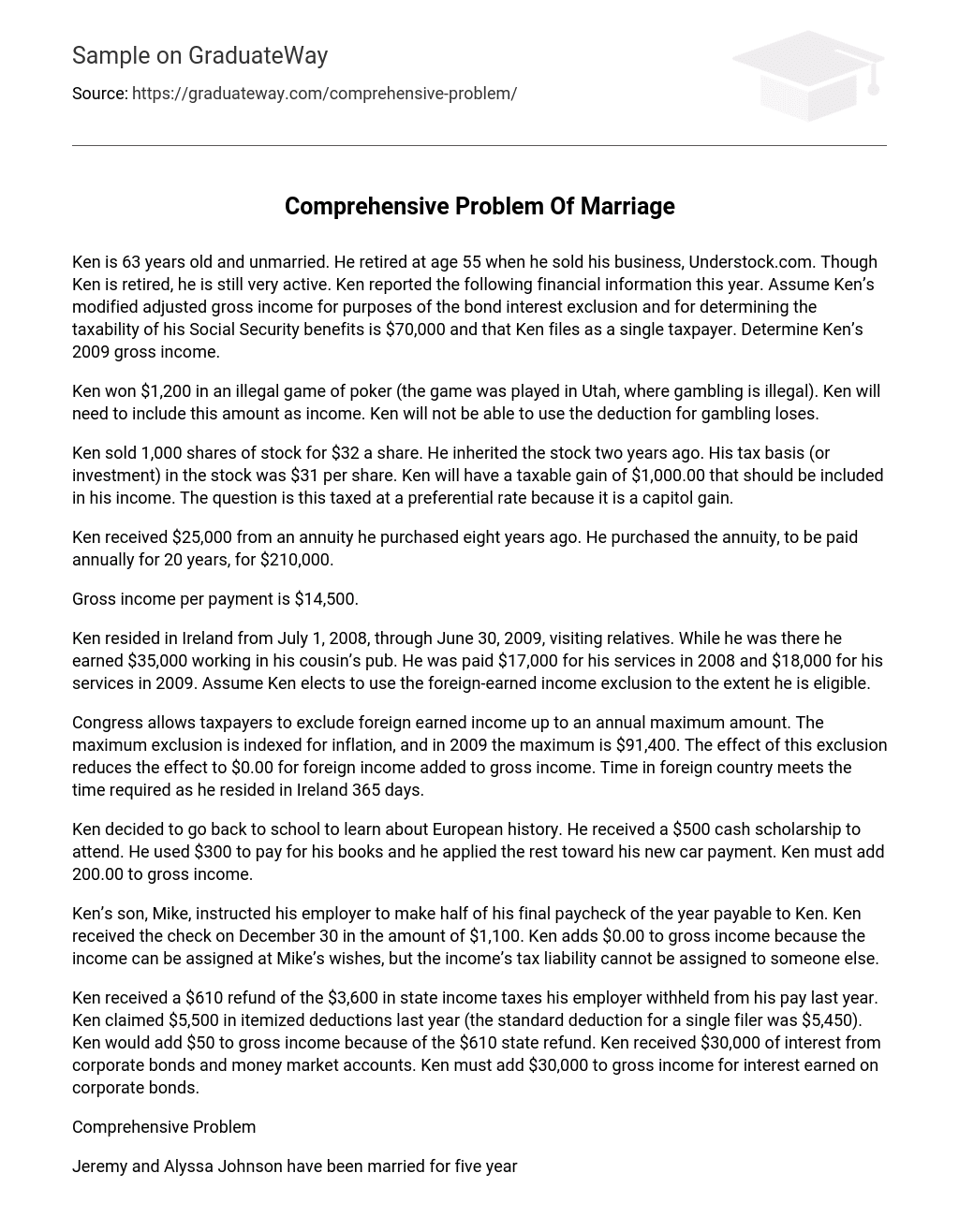 Comprehensive Problem Of Marriage