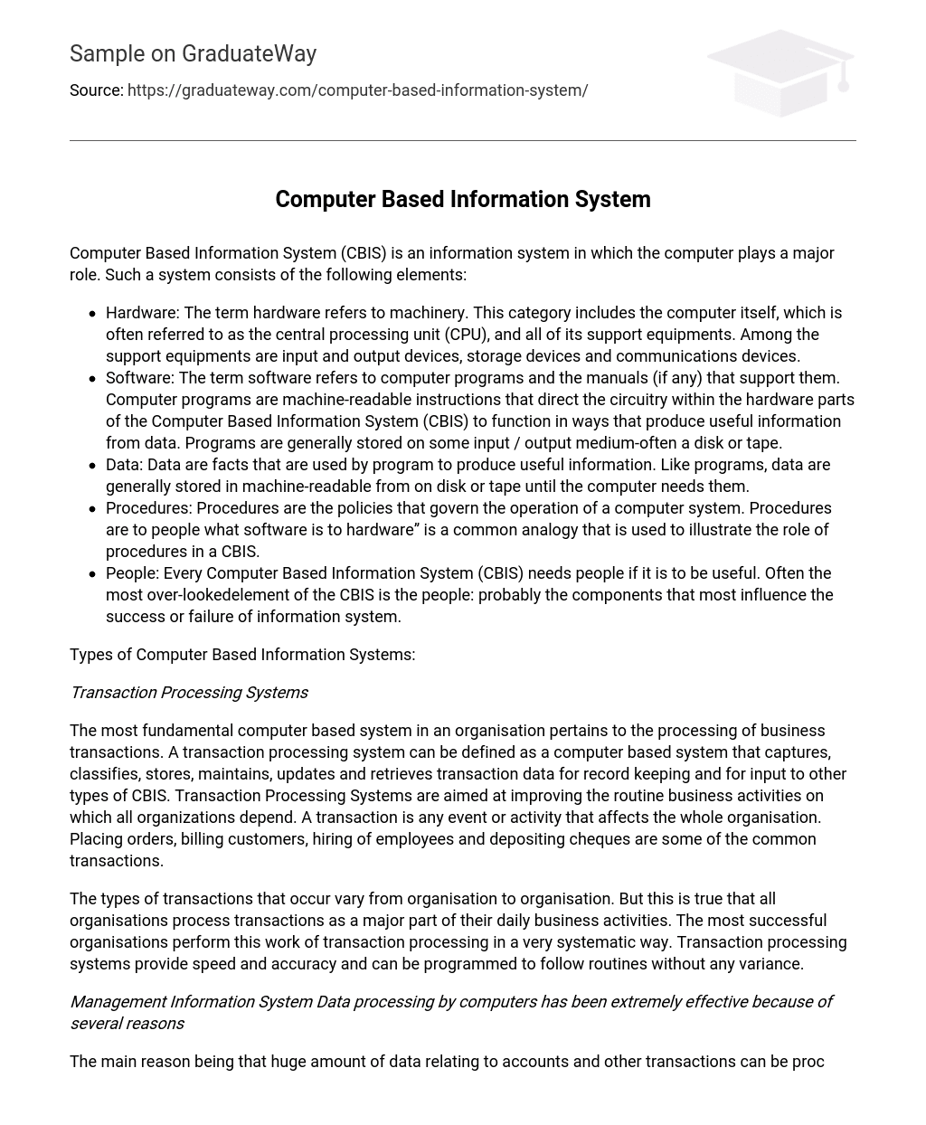 Computer Based Information System