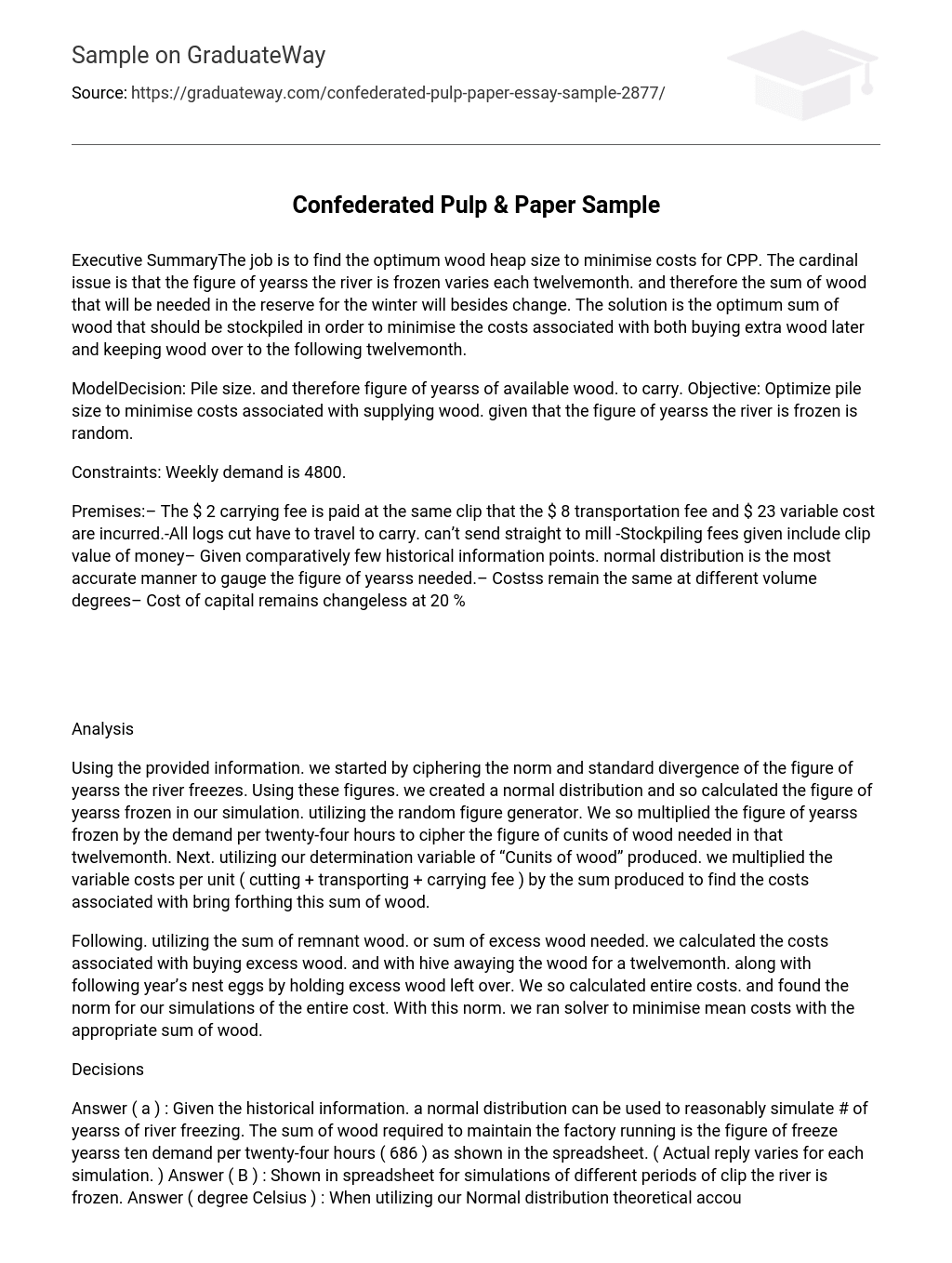 Confederated Pulp & Paper Sample