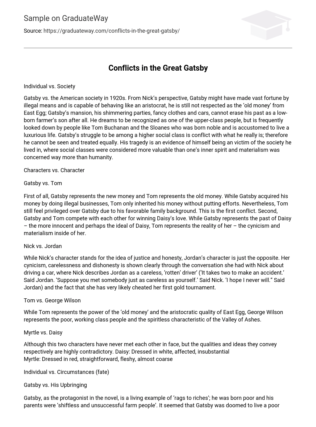 Conflicts in the Great Gatsby