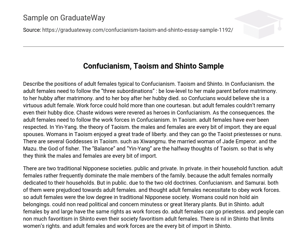 Confucianism, Taoism and Shinto Sample