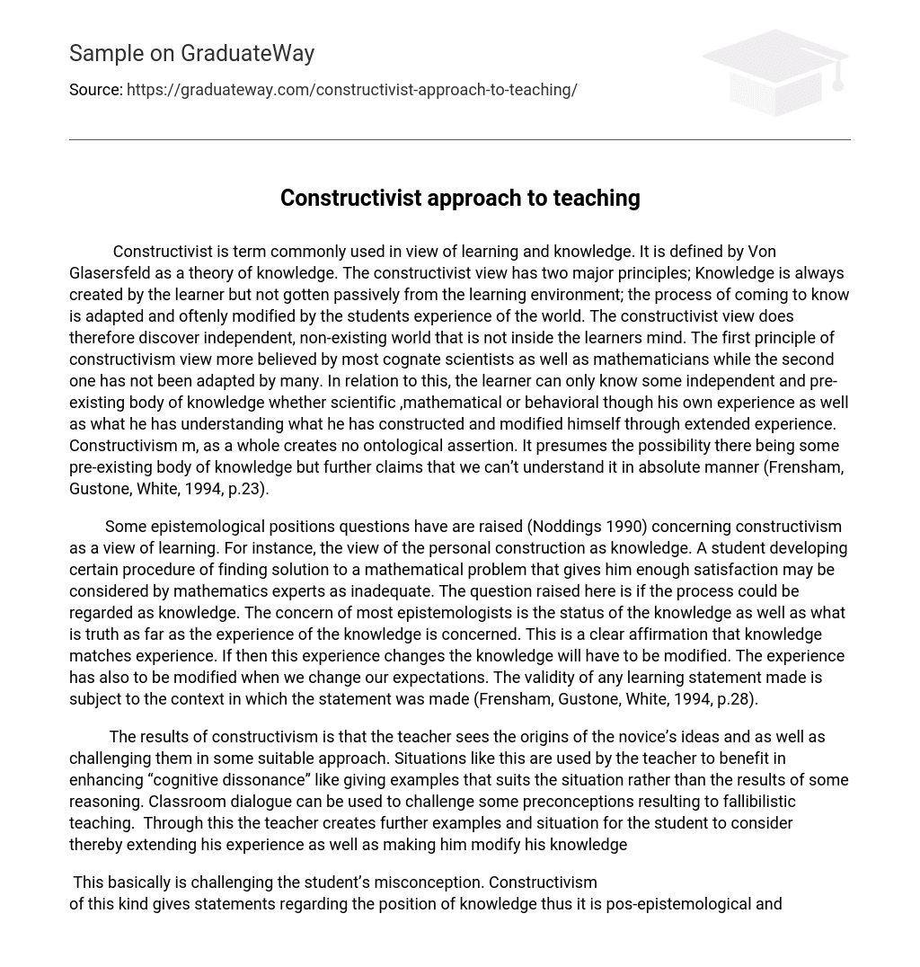Constructivist approach to teaching