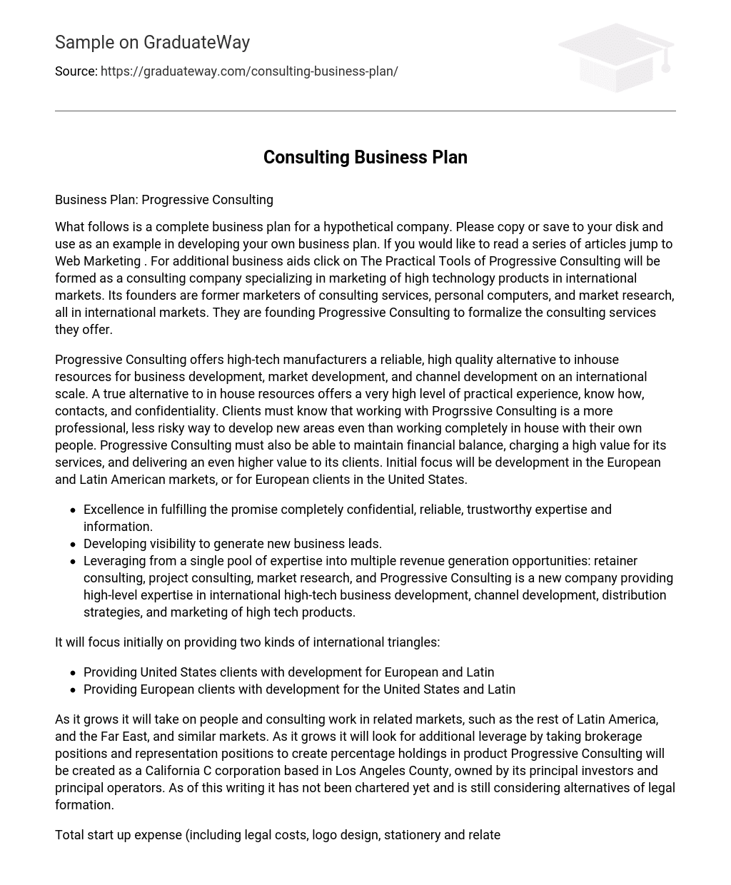 Consulting Business Plan