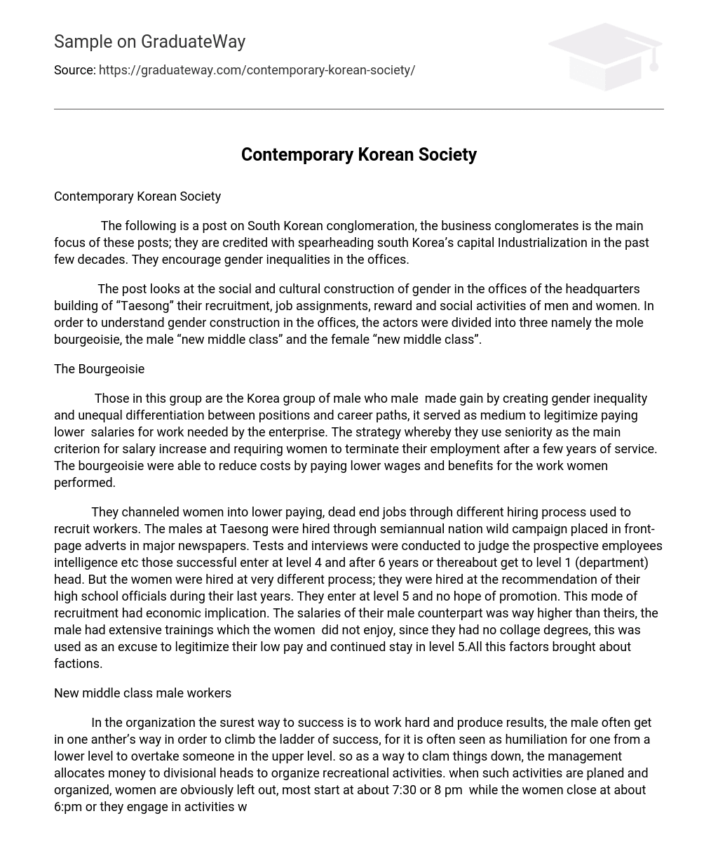 Contemporary Korean Society