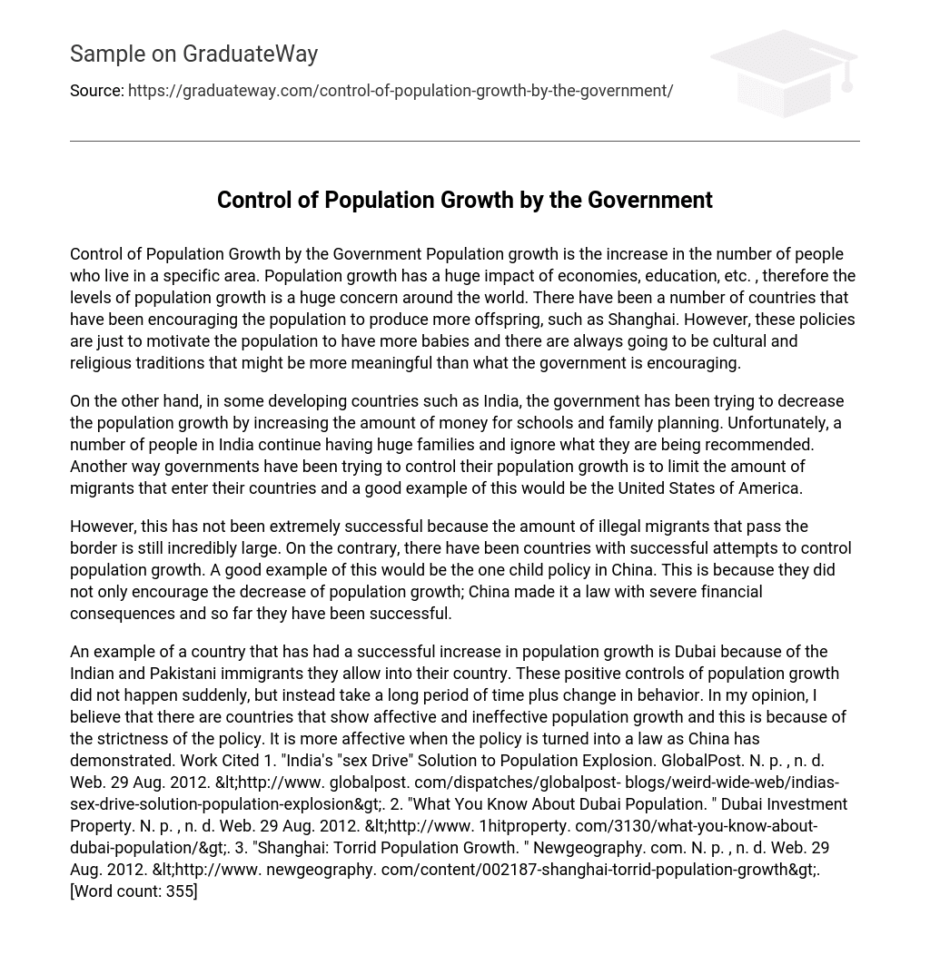 Control of Population Growth by the Government