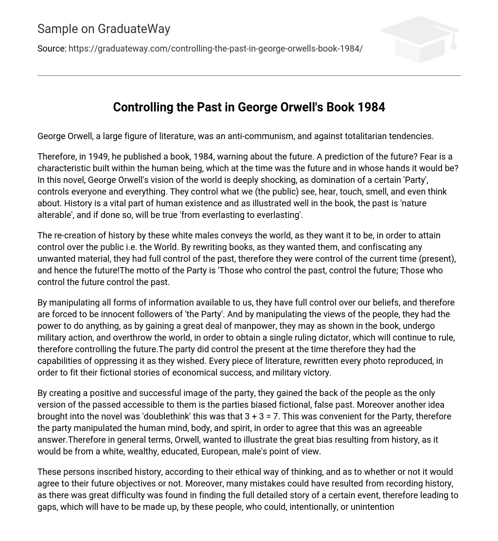 Controlling the Past in George Orwell’s Book 1984