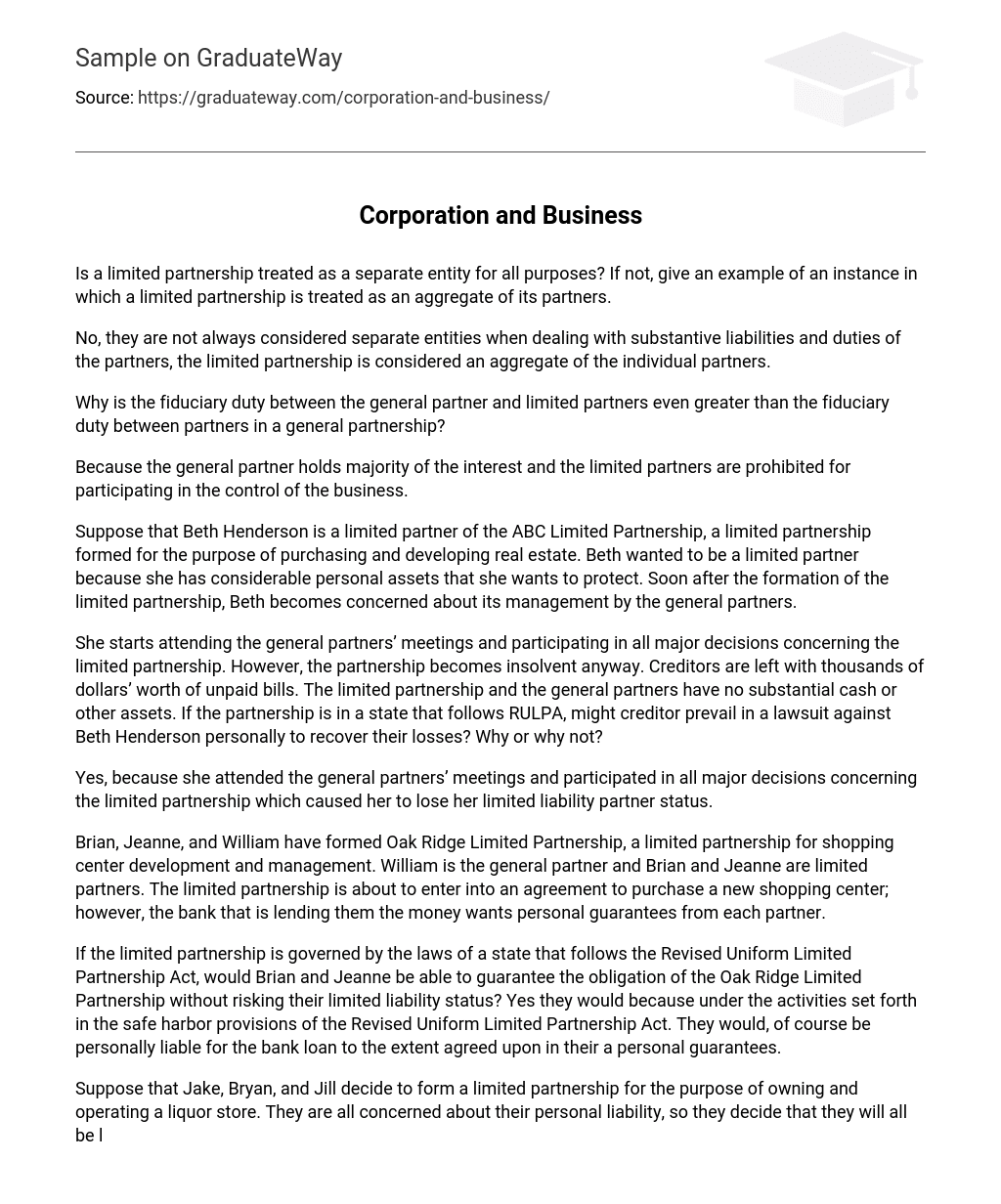 Corporation and Business