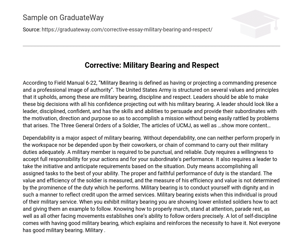 Corrective: Military Bearing and Respect