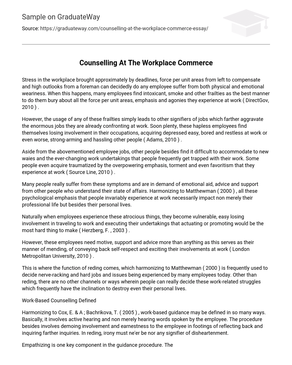 Counselling At The Workplace Commerce