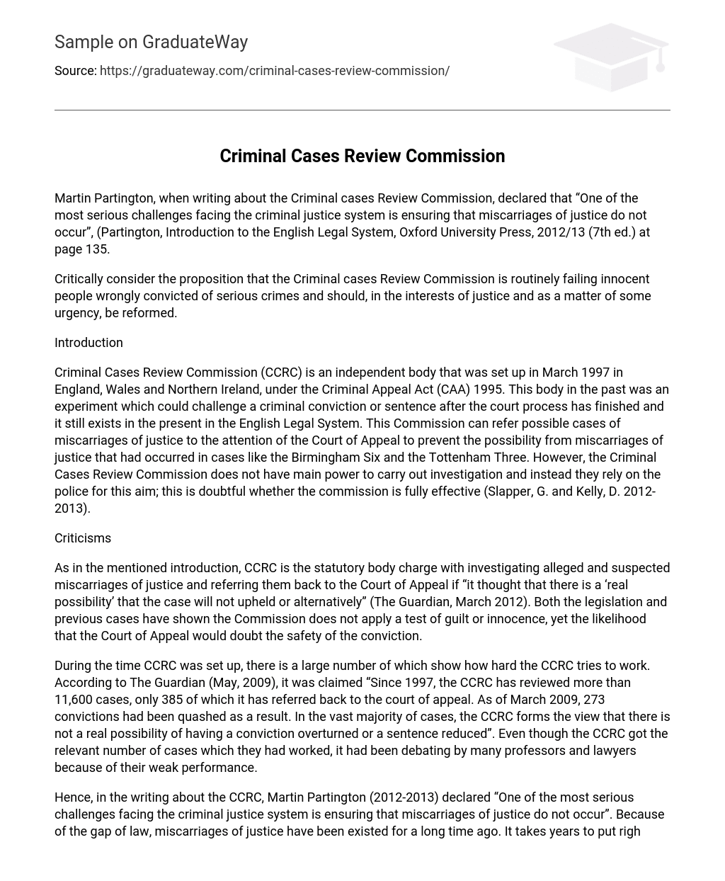 criminal-cases-review-commission-essay-example-graduateway