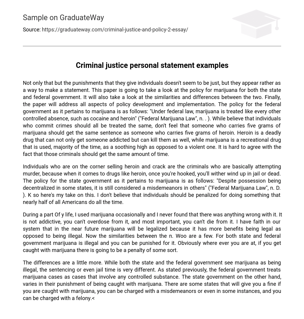 Criminal justice personal statement examples