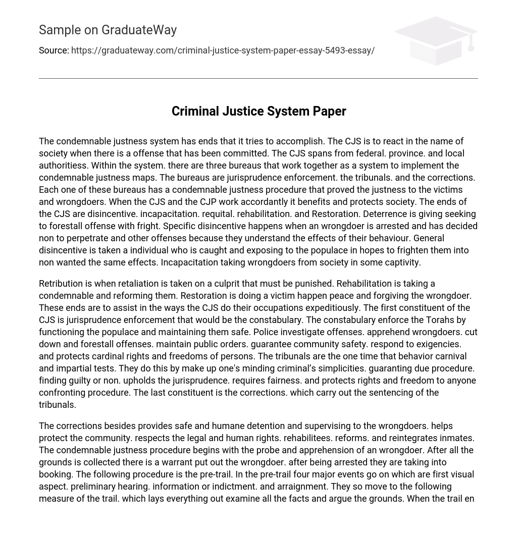 Criminal Justice System Paper