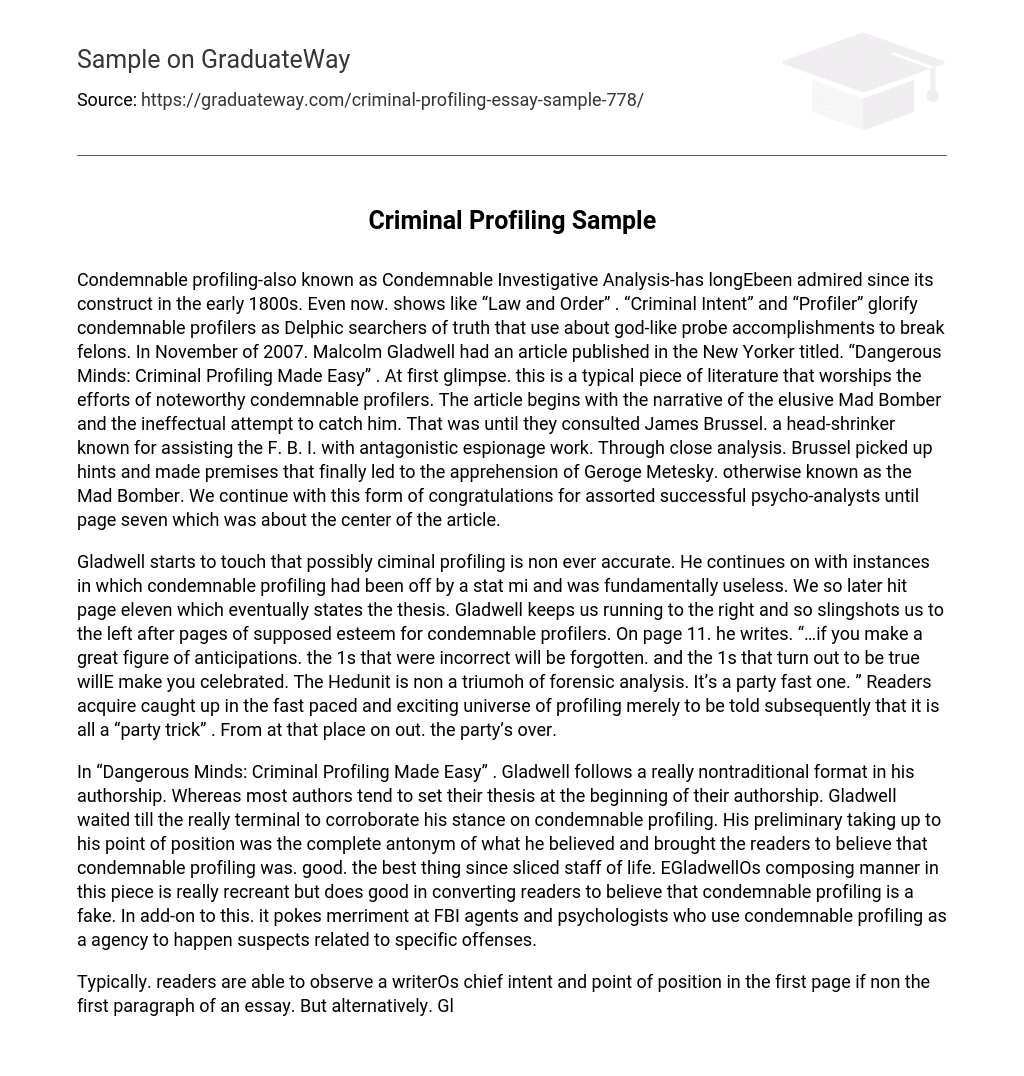 offender profiling essay