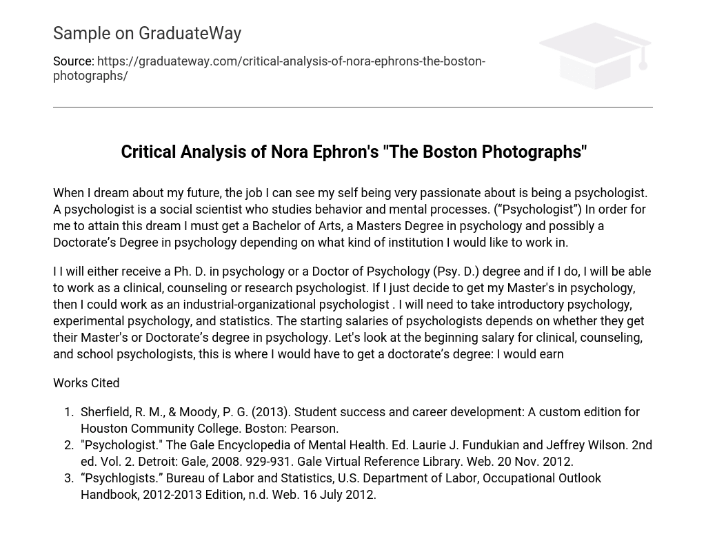 Critical Analysis of Nora Ephron’s “The Boston Photographs”