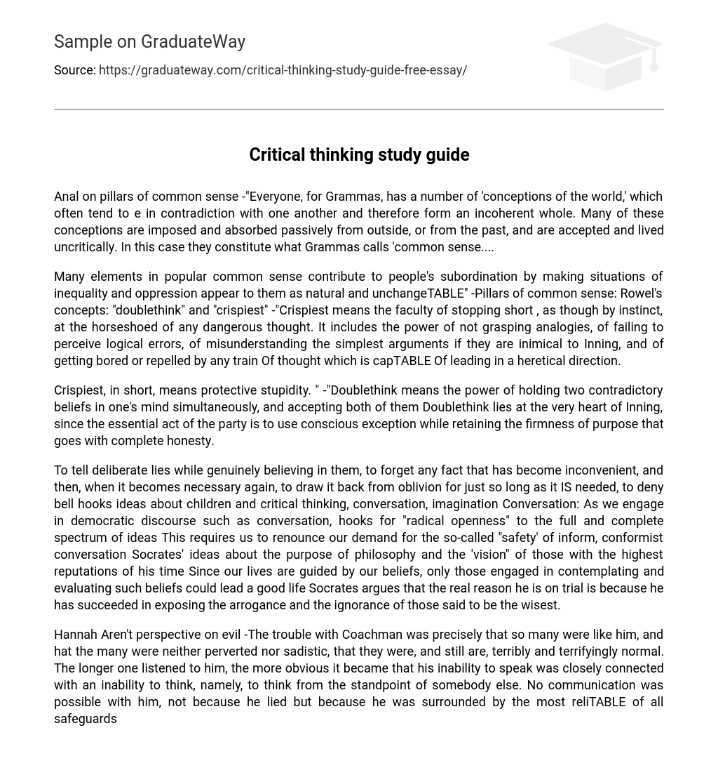 Critical thinking study guide