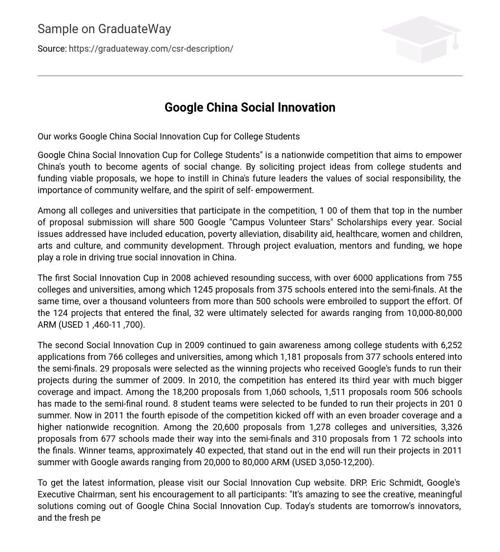 Google China Social Innovation