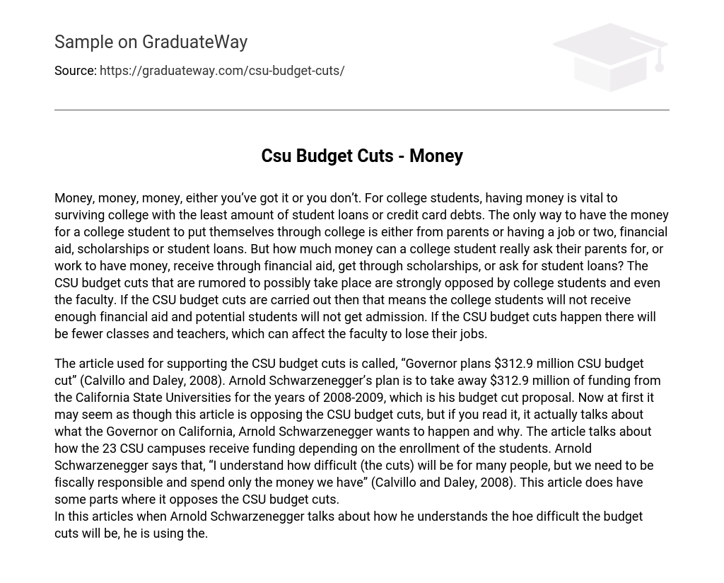Csu Budget Cuts – Money