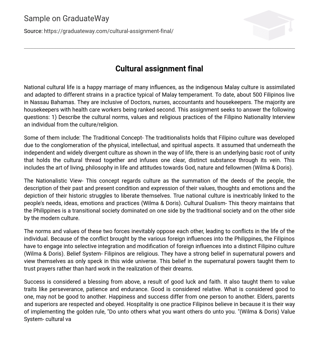 assignment 1 cultural letter
