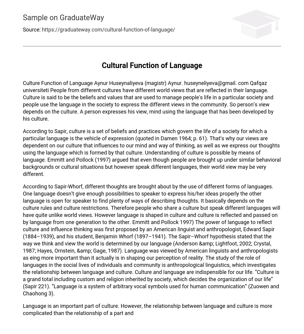 Cultural Function of Language