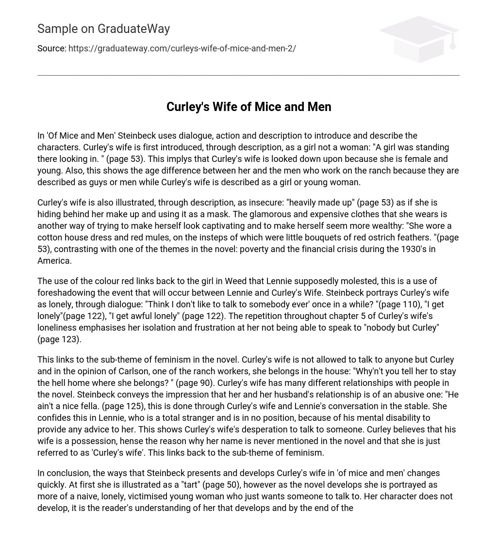 Curley’s Wife of Mice and Men Analysis