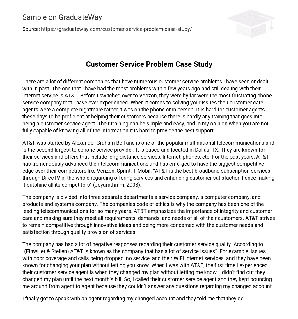 Customer Service Problem Case Study