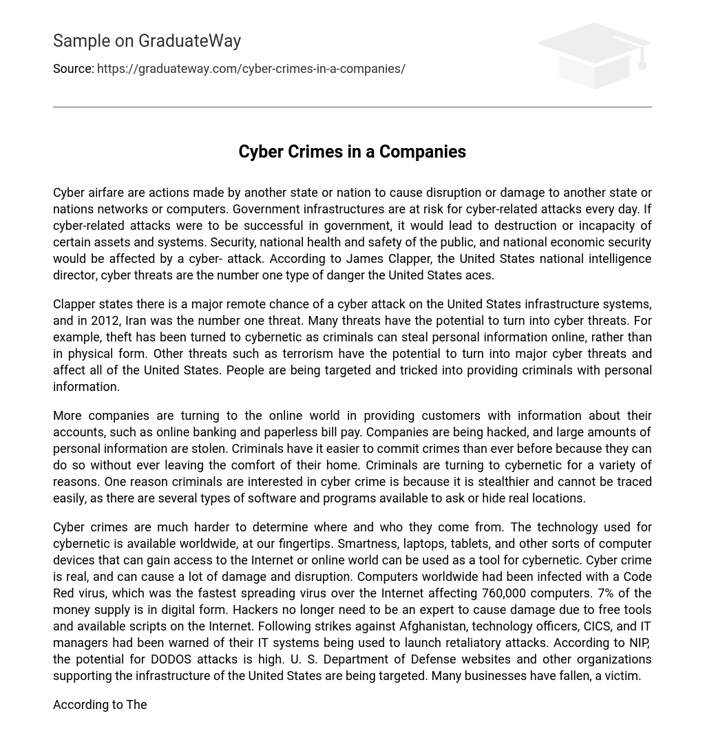 Cyber Crimes in a Companies