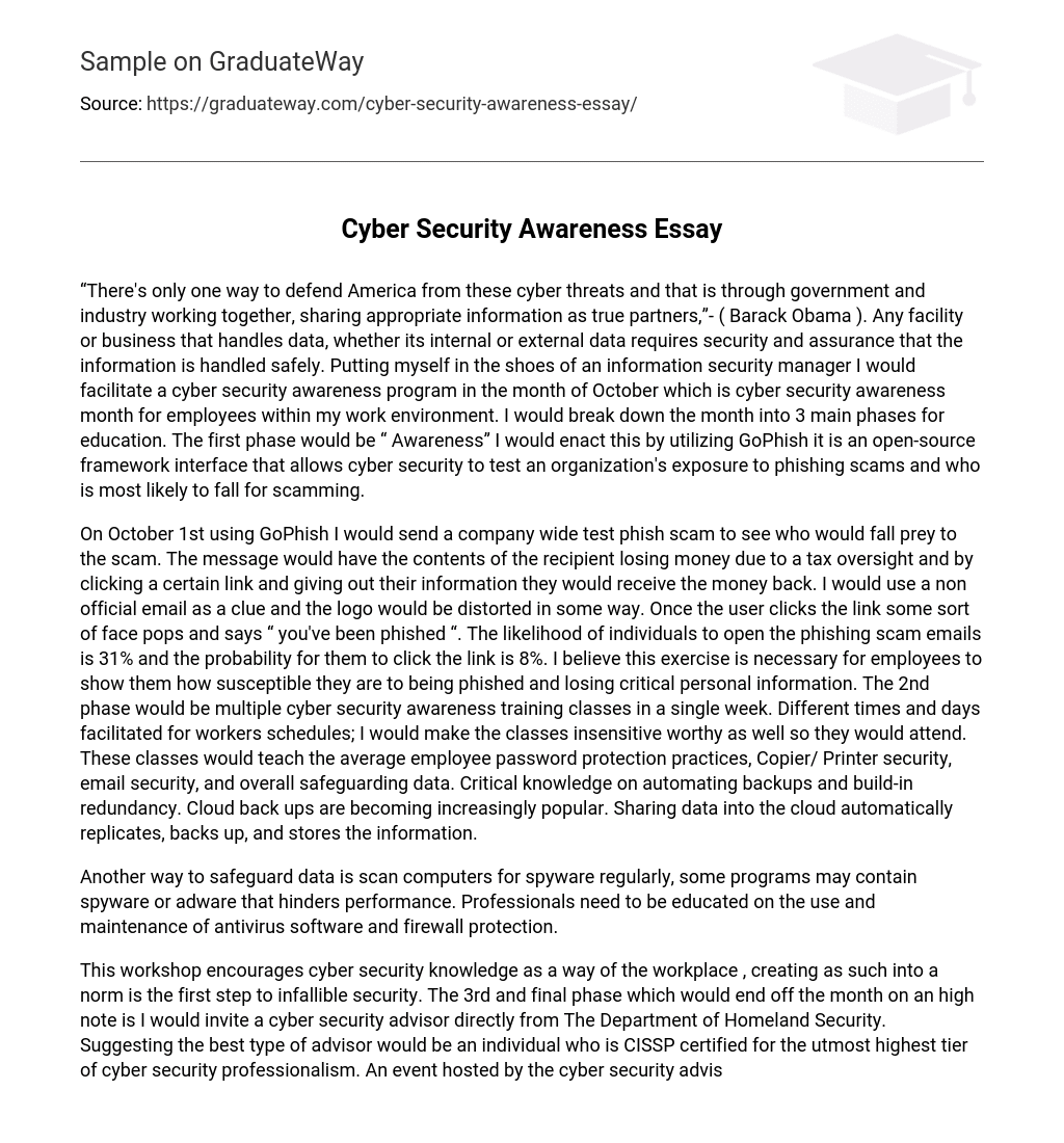 Cyber Security Awareness Essay