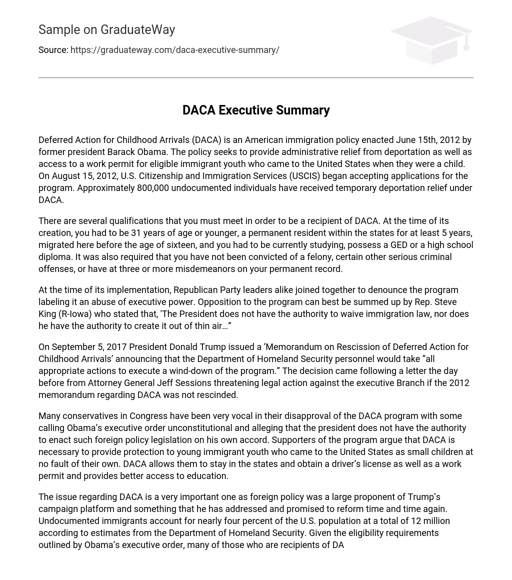DACA Executive Summary