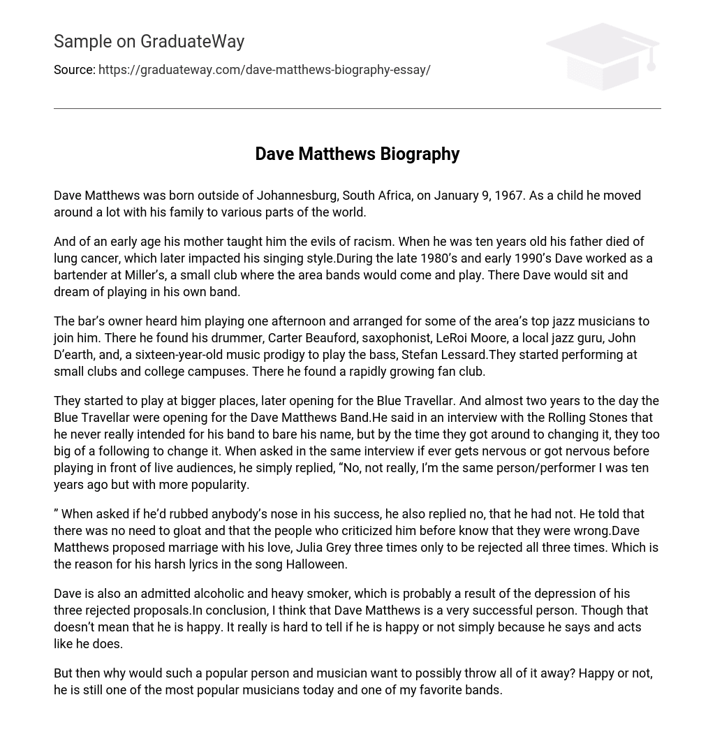 Dave Matthews Biography