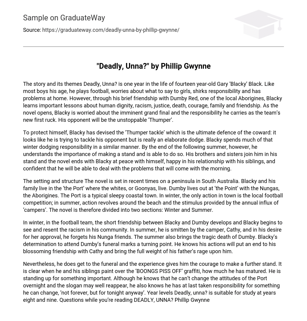 deadly-unna-by-phillip-gwynne-essay-example-graduateway