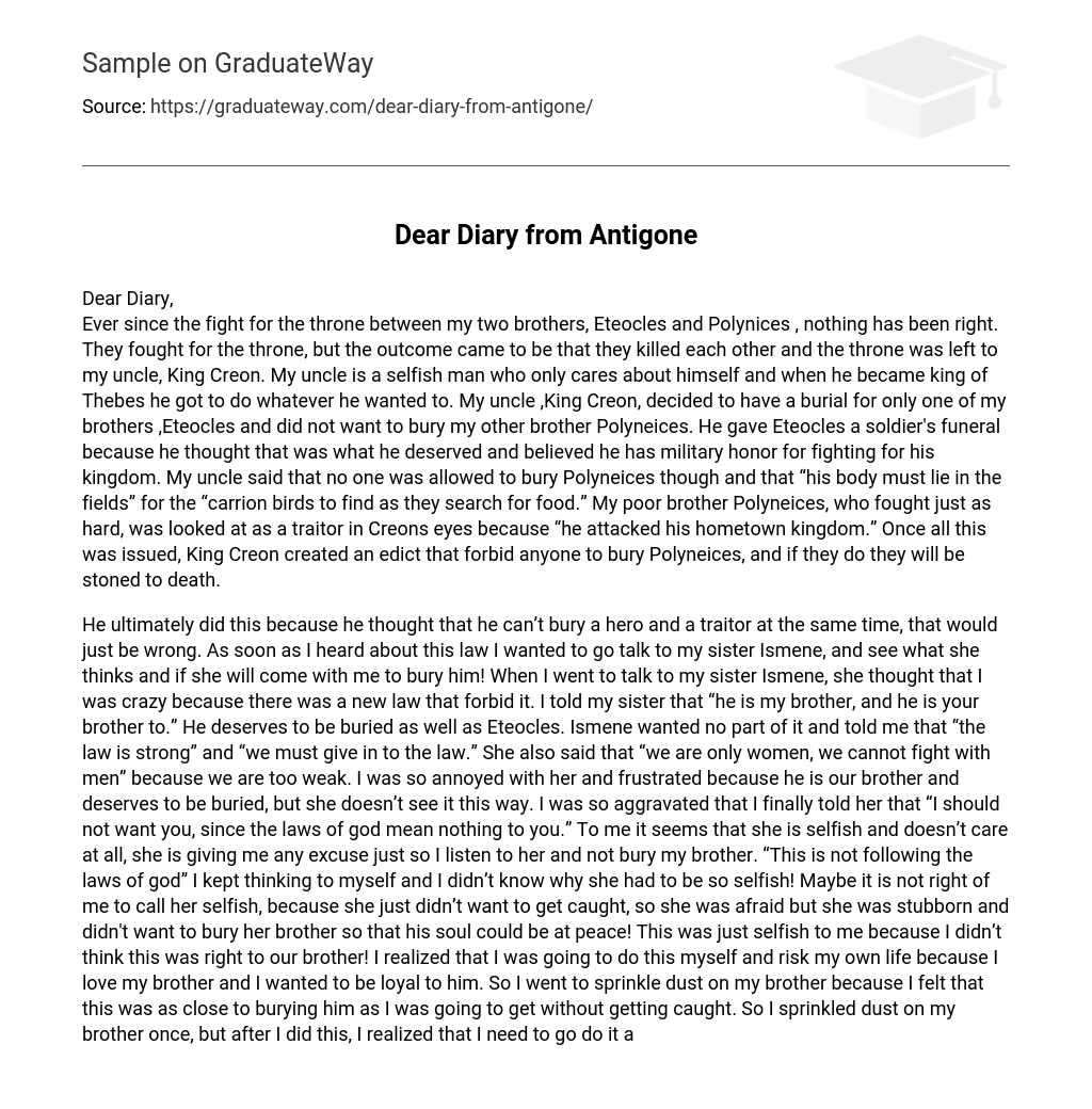 Dear Diary from Antigone